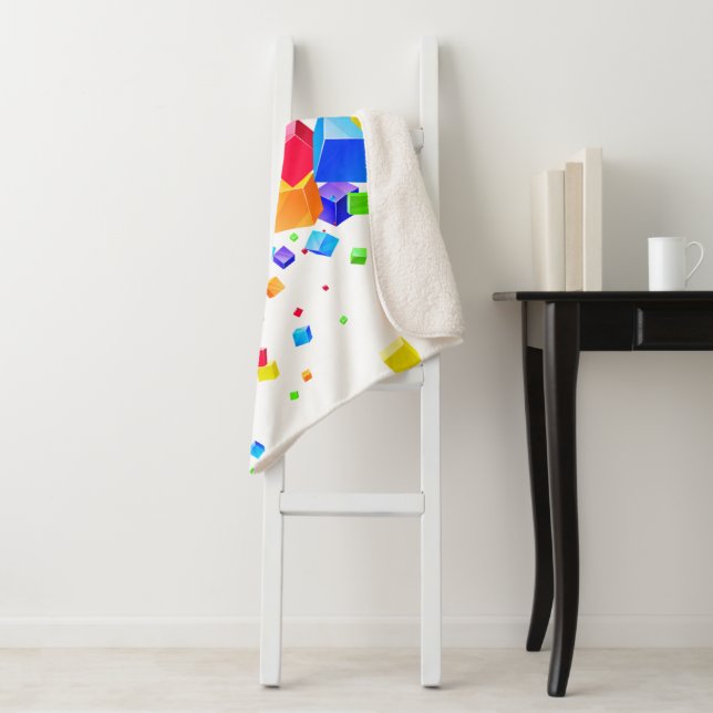 Colorful Cubes 1 Sherpa Blanket (In Situ)