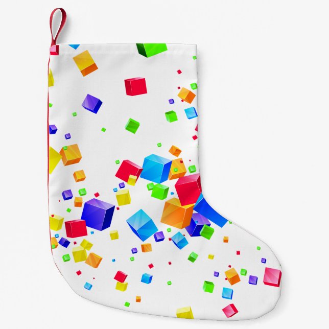 Colorful Cubes 1 Small Christmas Stocking (Front)