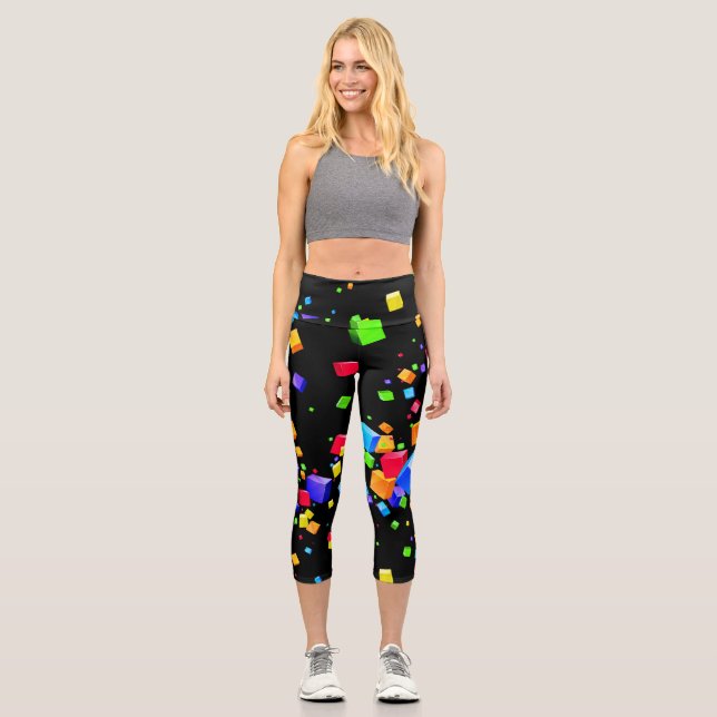 Colorful Cubes 2 Capri Leggings (Front)