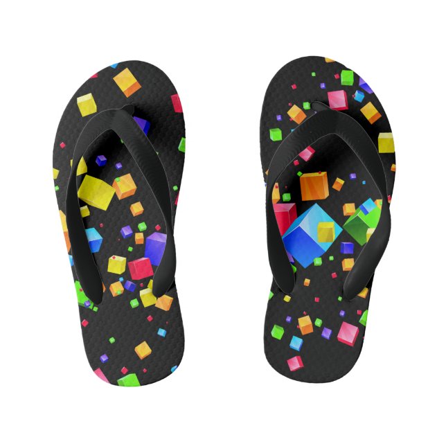 Colorful Cubes 2 Kid's Flip Flops (Footbed)