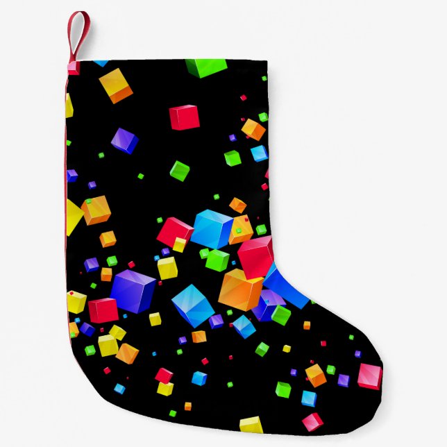 Colorful Cubes 2 Small Christmas Stocking (Front)
