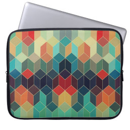 Colorful Cubes Abstract Geometric Pattern Laptop Sleeve