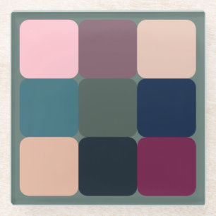 Colorful Cubes Glass Coaster