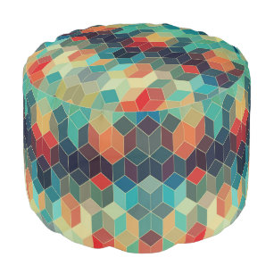 Colorful Cubes Modern Geometric Pattern Pouf