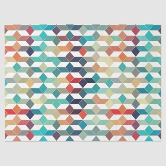 Colorful Cubes Modern Geometric Pattern Tissue Paper (Front)
