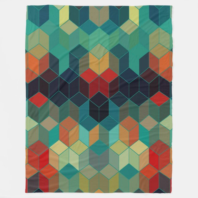 Colorful Cubes Pattern Modern Pattern Fleece Blanket (Front)