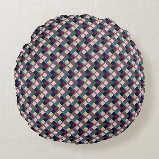 Colorful Cubes Round Pillow (Front)