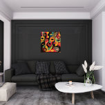 Colorful Cubism Abstract Faces Wood Wall Art