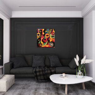 Colorful Cubism Abstract Faces Wood Wall Art