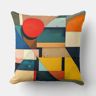 colorful cubism throw pillow