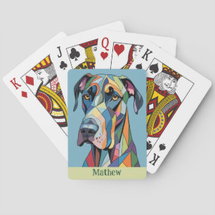 Colorful Cubist Great Dane Poker Cards