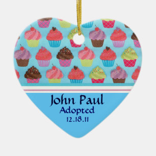 Colorful Cupcake Adoption Announcement Ornament