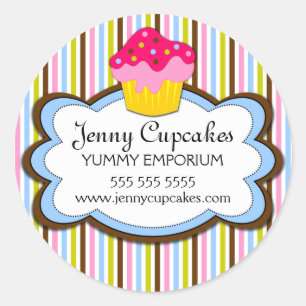 Colorful Cupcake Bakery Box Seals