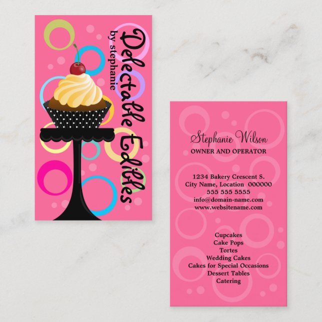 Colorful Cupcake Bakery Business Card (Front/Back)