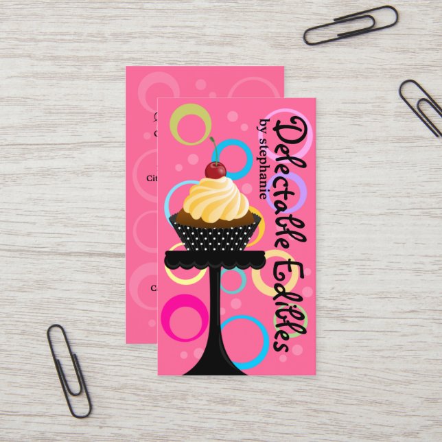 Colorful Cupcake Bakery Business Card (Front/Back In Situ)