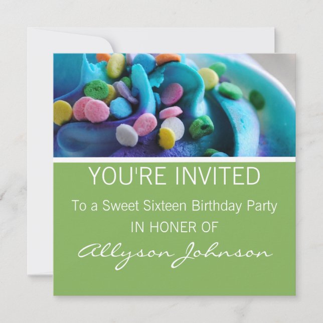 Colorful Cupcake Birthday Invitations (Front)