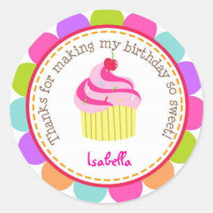 Colorful Cupcake Birthday Party Favor Stickers