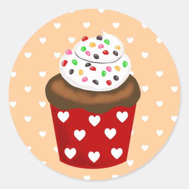 Colorful Cupcake Classic Round Sticker (Front)