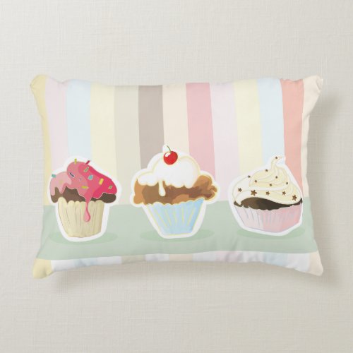 colorful cupcake decorative pillow