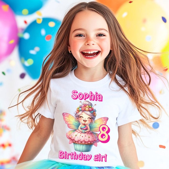 Colorful cupcake fairy butterfly birthday  T-Shirt (Creator Uploaded)