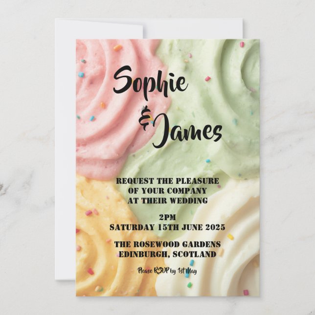 Colorful Cupcake Fun Wedding Invitation (Front)