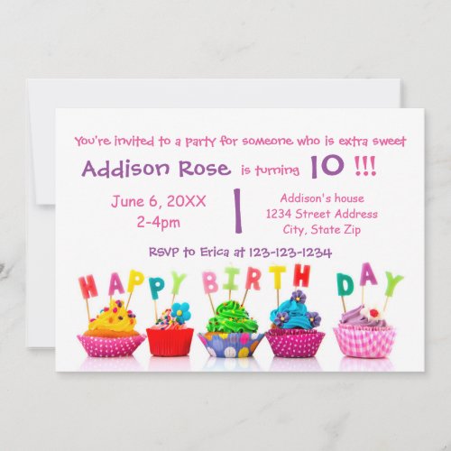 Colorful Cupcake _ Girl Birthday Card