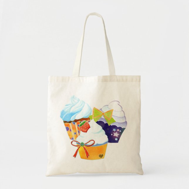 Colorful Cupcake Party Grocery Shopping Tote Bag (Front)