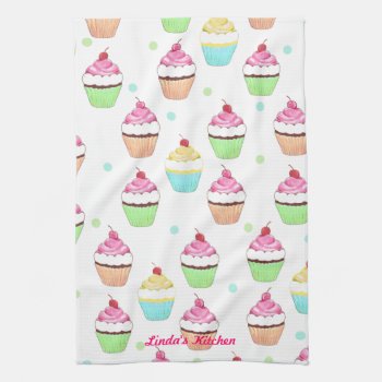 Colorful Cupcake Tea Towel by Lilleaf at Zazzle