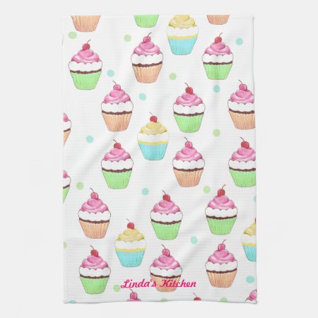 Colorful Cupcake Tea Towel