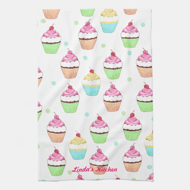 Colorful Cupcake Tea Towel (Vertical)