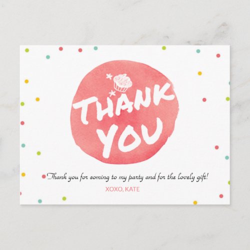 COLORFUL CUPCAKE THANK YOU POSTCARD