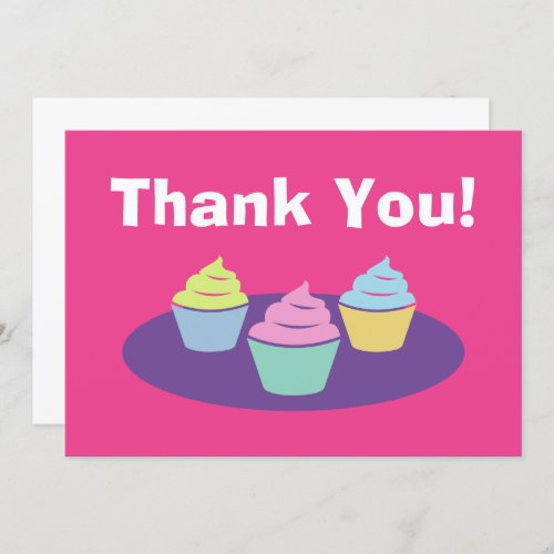Colorful cupcake theme kids Birthday party Thank You Card