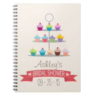 Colorful Cupcake Tree Bridal Shower Notebook