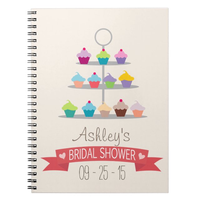 Colorful Cupcake Tree Bridal Shower Notebook (Front)