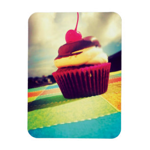 Colorful Cupcake with Cherry on Top Magnet