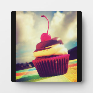 Colorful Cupcake with Cherry on Top Plaque