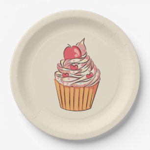 Colorful Cupcake Work Milestone Celebration Paper Plates