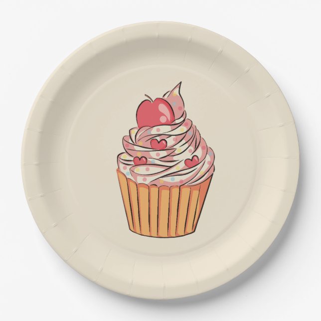 Colorful Cupcake Work Milestone Celebration Paper Plates (Front)