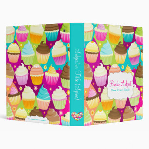 Colorful Cupcakes 3 Ring Binder