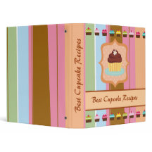 Colorful cupcakes artsy stripe recipe binder