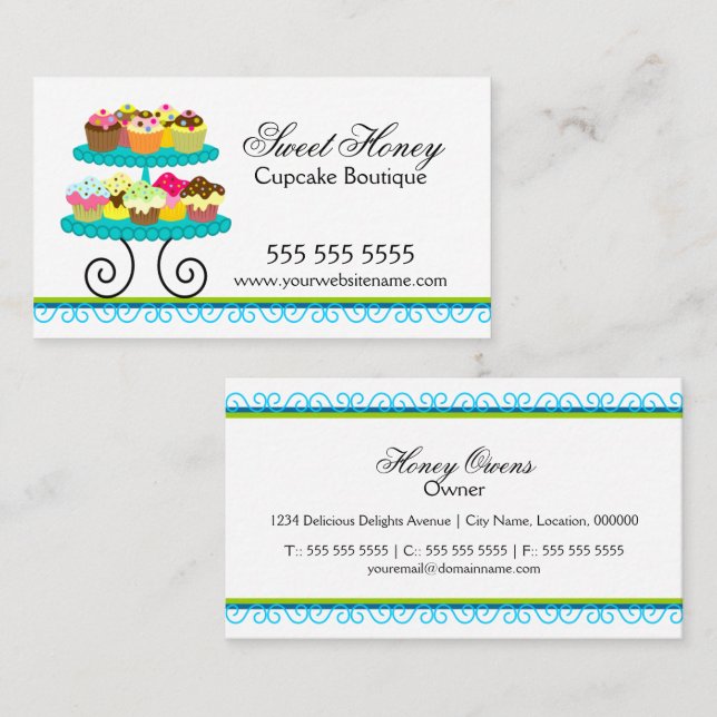 Colorful Cupcakes Baker Business Card (Front/Back)
