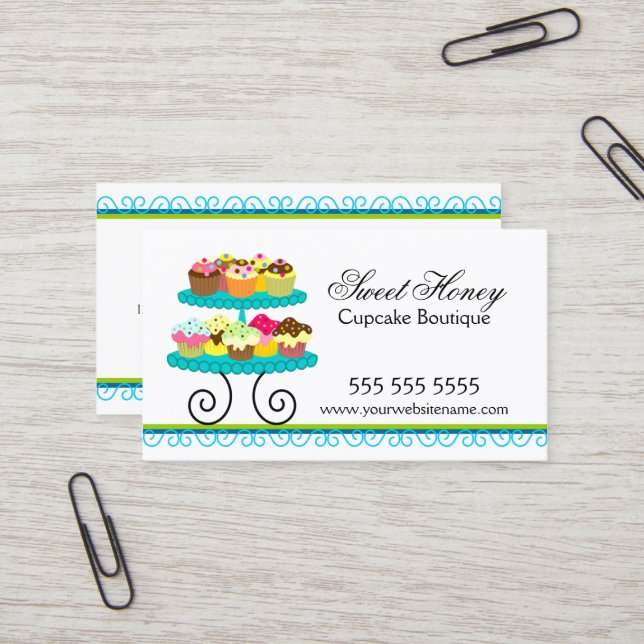 Colorful Cupcakes Baker Business Card (Front/Back In Situ)