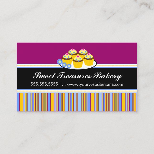 Colorful Cupcakes Bakery Business Card (Front)
