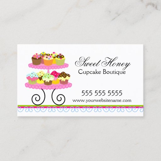 Customizable Colorful Cupcakes Bakery Business Cards