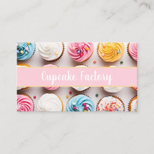 colorful cupcakes bakery individual name  business card
