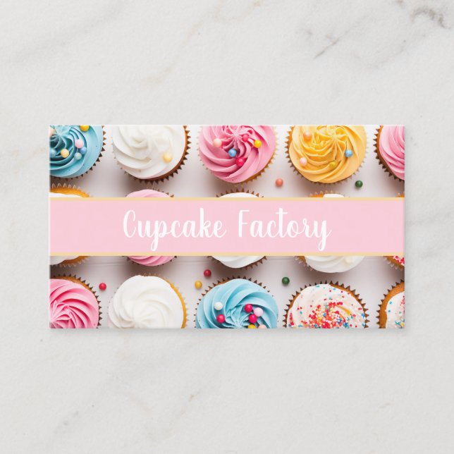 colorful cupcakes bakery individual name  business card (Front)