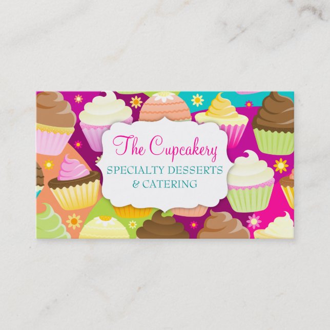 Colorful Cupcakes Business Card (Front)