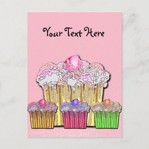 Colorful Cupcakes Custom Postcard