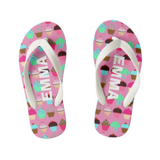 Colorful Cupcakes - Customizable Colors Kid's Flip Flops