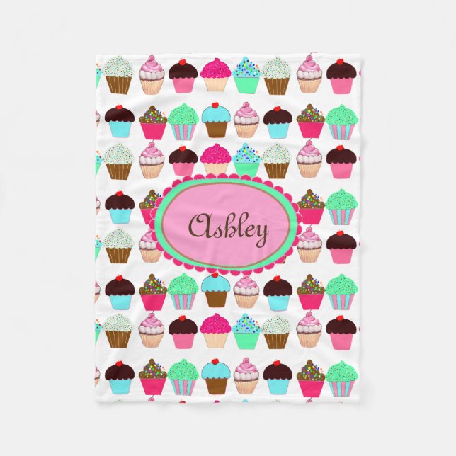 Colorful Cupcakes Fleece Blanket (Front)